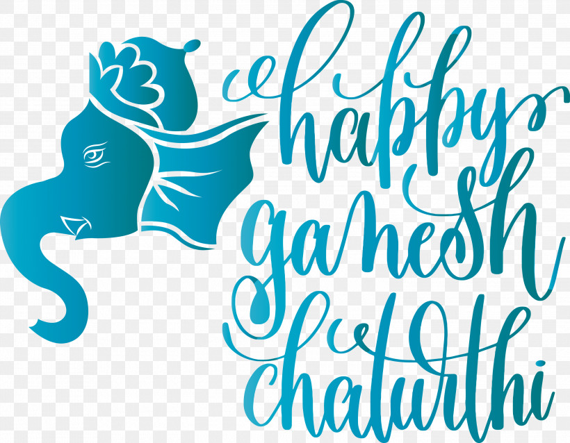 Happy Ganesh Chaturthi, PNG, 3000x2335px, Happy Ganesh Chaturthi, Calligraphy, Lettering, Line Art, Logo Download Free