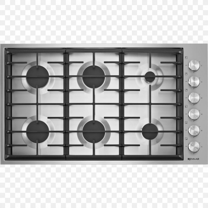 Cooking Ranges Gas Stove Gas Burner Home Appliance Jenn-Air, PNG, 1000x1000px, Cooking Ranges, Black And White, Brenner, British Thermal Unit, Cooktop Download Free