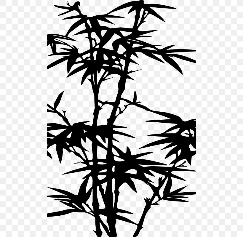 Bamboo Silhouette Drawing Clip Art, PNG, 504x800px, Bamboo, Artwork, Black And White, Branch, Drawing Download Free