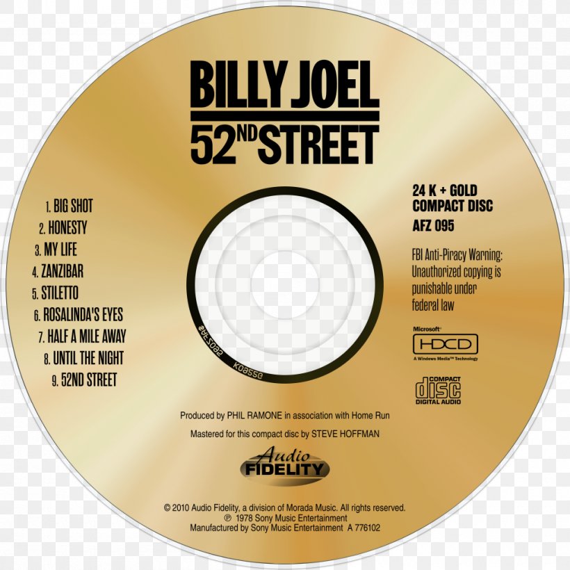 Compact Disc 52nd Street Disk Storage Disk Image Gold, PNG, 1000x1000px, Compact Disc, Billy Joel, Brand, Data Storage Device, Disk Image Download Free