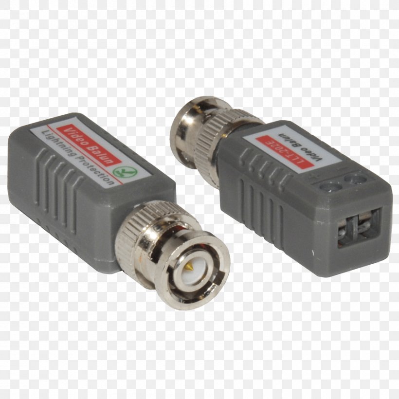 Adapter BNC Connector Balun Category 5 Cable Twisted Pair, PNG, 900x900px, Adapter, Analog High Definition, Balun, Bnc Connector, Camera Download Free