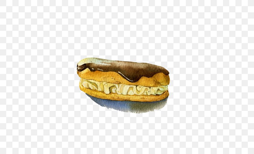 Xc9clair Profiterole Hot Dog Watercolor Painting, PNG, 500x500px, Profiterole, Cheeseburger, Chocolate, Fast Food, Finger Food Download Free