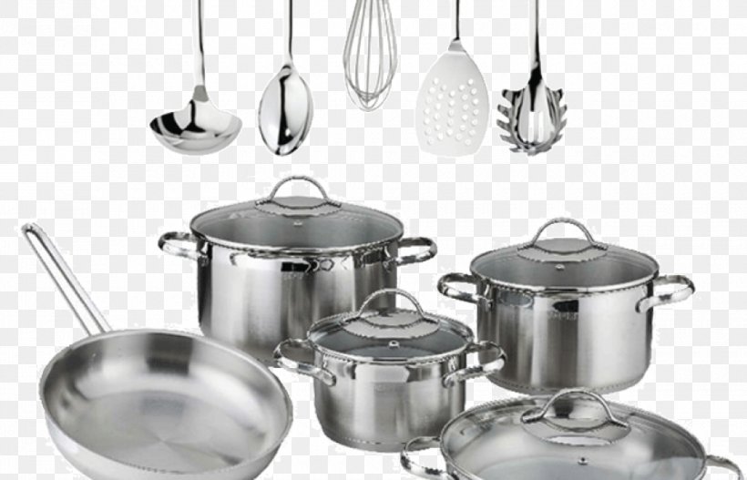 Cookware Kitchen Cooking Stainless Steel Non-stick Surface, PNG, 980x630px, Cookware, Allclad, Black And White, Cabinetry, Cooking Download Free
