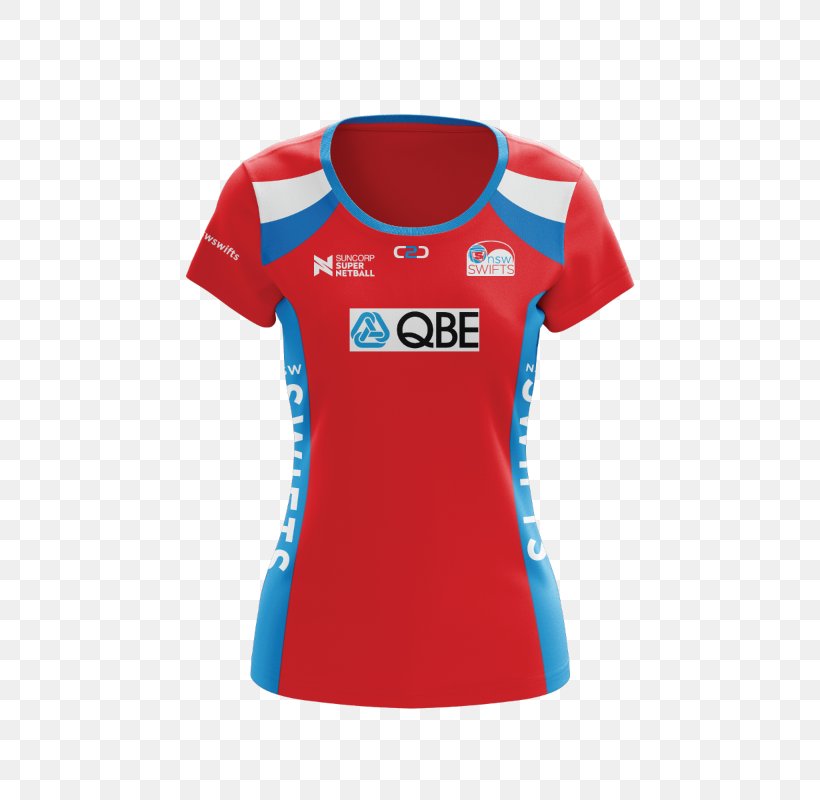 T-shirt Jersey Suncorp Super Netball New South Wales Swifts, PNG, 800x800px, Tshirt, Active Shirt, Blue, Brand, Clothing Download Free