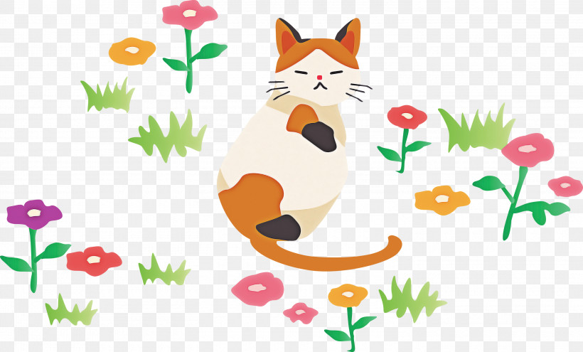 Cartoon Tail Cat Whiskers Plant, PNG, 3000x1813px, Cat, Cartoon, Lawn, Meadow, Plant Download Free