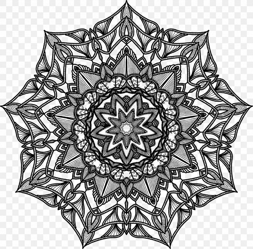 Mandala Drawing Black And White Geometry Visual Arts, PNG, 2358x2324px, Mandala, Art, Black, Black And White, Blackandwhite Download Free