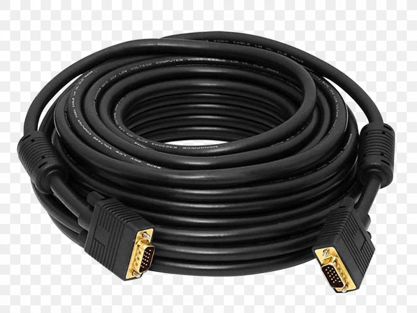 VGA Connector Digital Visual Interface Super Video Graphics Array Electrical Cable Computer Monitors, PNG, 1000x750px, Vga Connector, Adapter, Analog Signal, Cable, Coaxial Cable Download Free