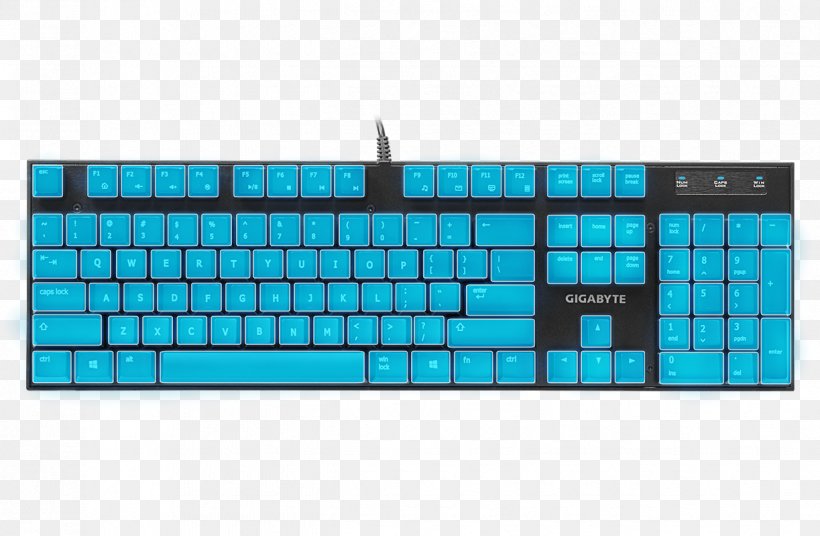 Computer Keyboard Gigabyte Force K85 Gigabyte Technology Computer Mouse Cherry, PNG, 1223x800px, Computer Keyboard, Aqua, Cherry, Computer Mouse, Electric Blue Download Free
