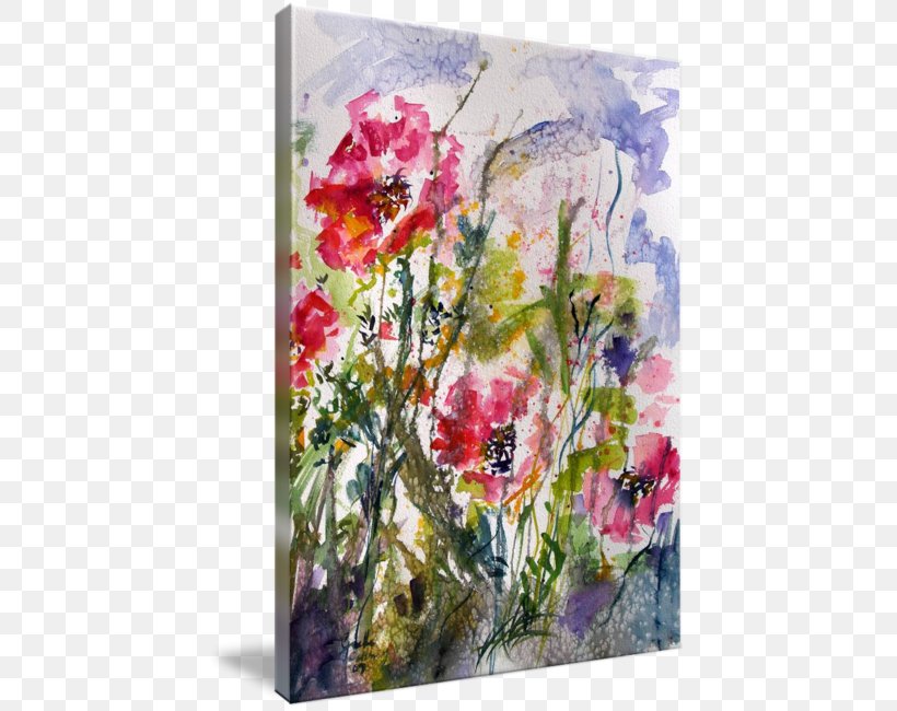 Floral Design Watercolor Painting Gallery Wrap Art Flower, PNG, 437x650px, Floral Design, Acrylic Paint, Art, Artwork, Canvas Download Free