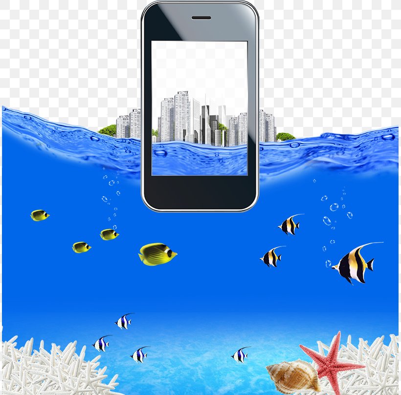 Poster Sea Smartphone, PNG, 811x809px, Poster, Cellular Network, Gadget, Marine Mammal, Mobile Phone Download Free