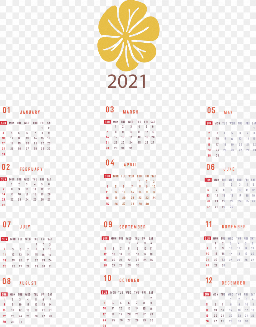 Printable 2021 Yearly Calendar 2021 Yearly Calendar, PNG, 2346x3000px, 2021 Yearly Calendar, Annual Calendar, Calendar System, Calendar Year, Highdefinition Video Download Free