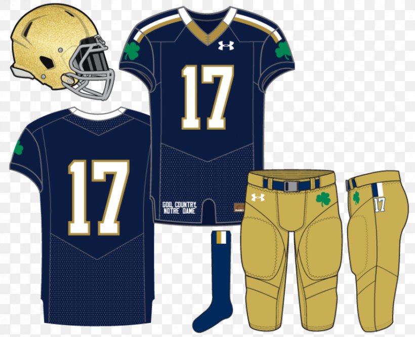 University Of Notre Dame T-shirt Notre Dame Fighting Irish Football Jersey Uniform, PNG, 855x694px, University Of Notre Dame, Blue, Brand, Clothing, Football Equipment And Supplies Download Free