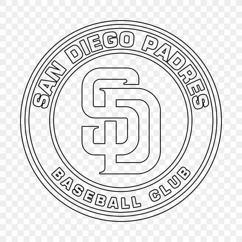 San Diego Padres Ticket Sales Coloring Book Los Angeles Chargers Atlanta Braves, PNG, 2400x2400px, San Diego Padres, Area, Atlanta Braves, Baseball, Black And White Download Free