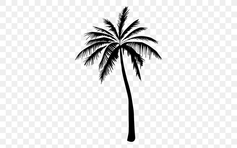 Arecaceae Tree Silhouette Clip Art, PNG, 512x512px, Arecaceae, Arecales, Black And White, Borassus Flabellifer, Branch Download Free