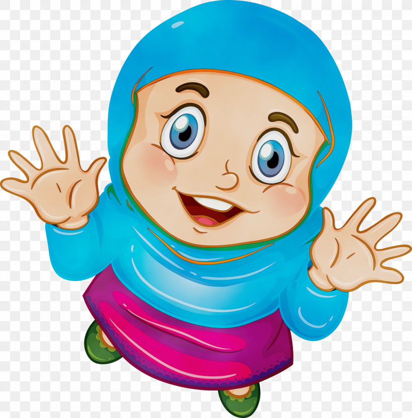 Cartoon Gesture Child Happy, PNG, 2952x3000px, Muslim People, Cartoon, Child, Gesture, Happy Download Free