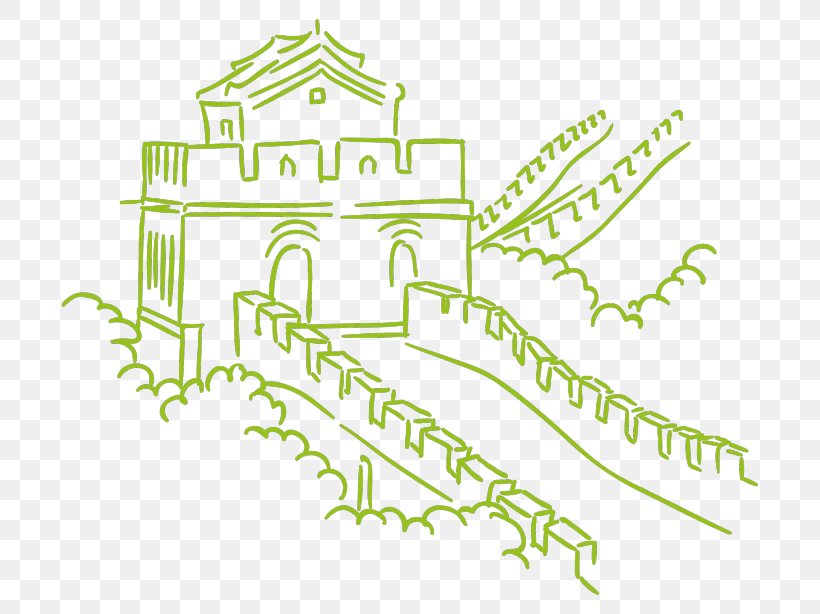 Great Wall Of China Drawing Vector Graphics Image Illustration, PNG, 768x614px, Great Wall Of China, China, Coloring Book, Drawing, Green Download Free