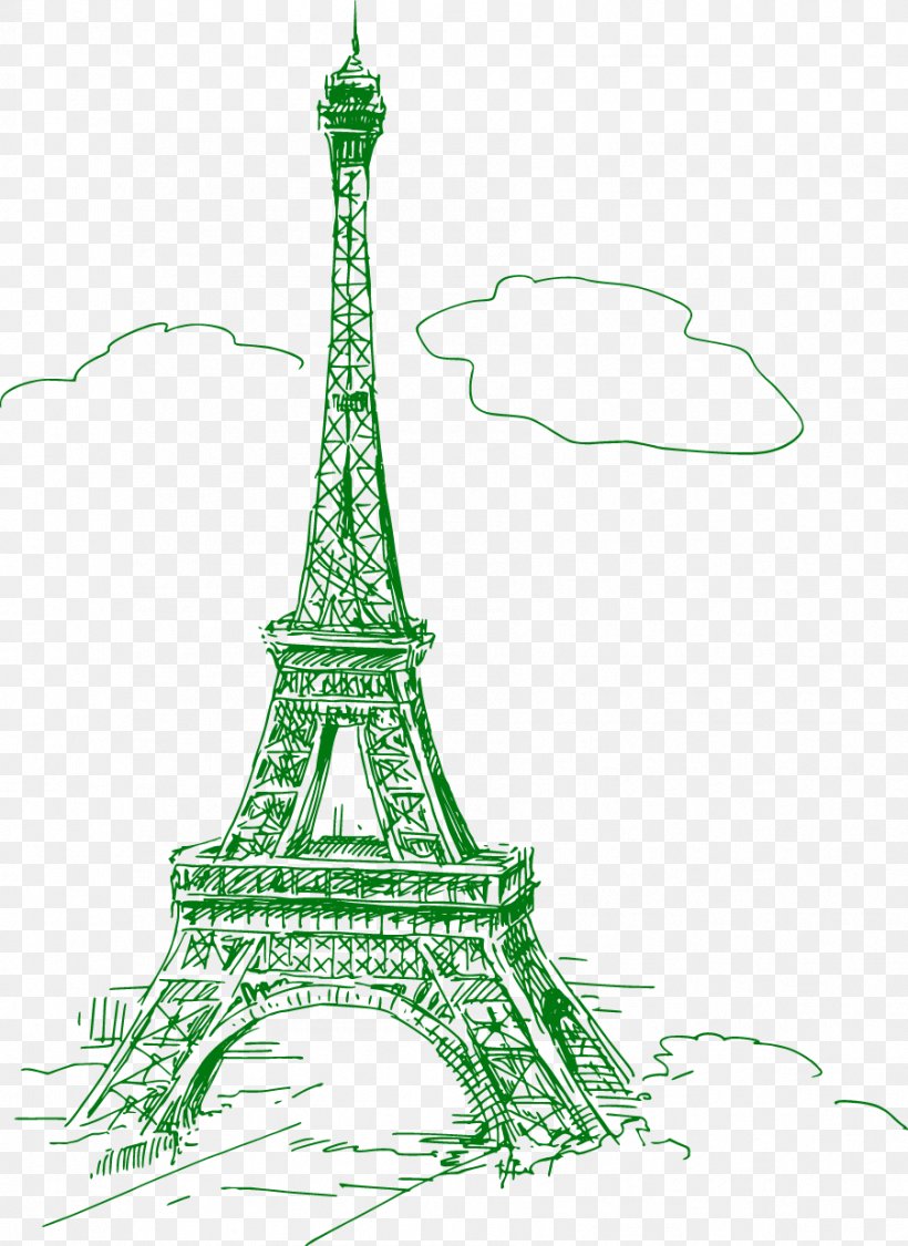 Eiffel Tower Drawing Wall Decal, PNG, 901x1237px, Eiffel Tower, Coloring Book, Decal, Diagram, Drawing Download Free