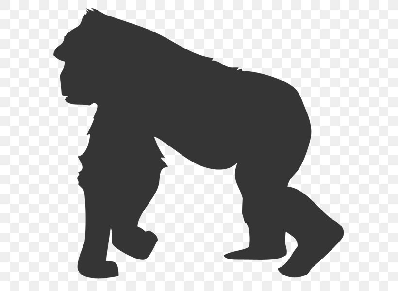 Gorilla Mammal Animal Cat T-shirt, PNG, 600x600px, Gorilla, Animal, Ape, Big Cats, Black Download Free