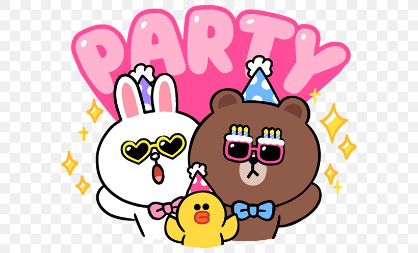 Clip Art Line Friends Birthday Party, PNG, 600x497px, Line Friends, Area, Balloon, Birthday, Food Download Free
