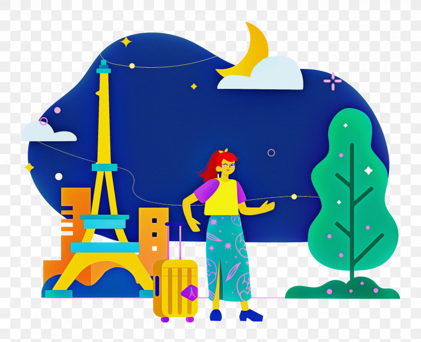 Paris Travel, PNG, 2500x2033px, Paris, Cartoon, Character, Electric Blue M, Line Download Free