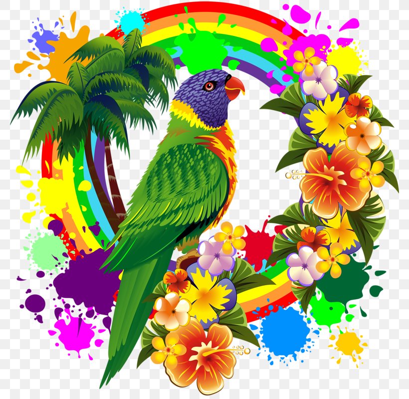Parrot Rainbow Lorikeet T-shirt Lories And Lorikeets, PNG, 780x800px, Parrot, Art, Beak, Bird, Branch Download Free