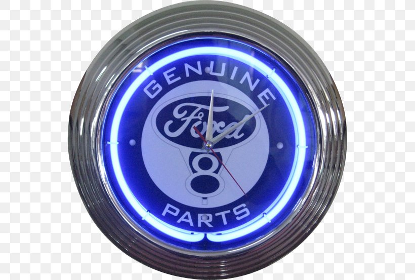 Ford Mustang Ford Motor Company Neon Sign Clock, PNG, 553x553px, Ford, Blue, Brand, Clock, Cobalt Blue Download Free