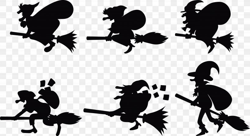 Silhouette Boszorkxe1ny Befana Witchcraft, PNG, 5266x2871px, Silhouette, Befana, Black And White, Broom, Cdr Download Free