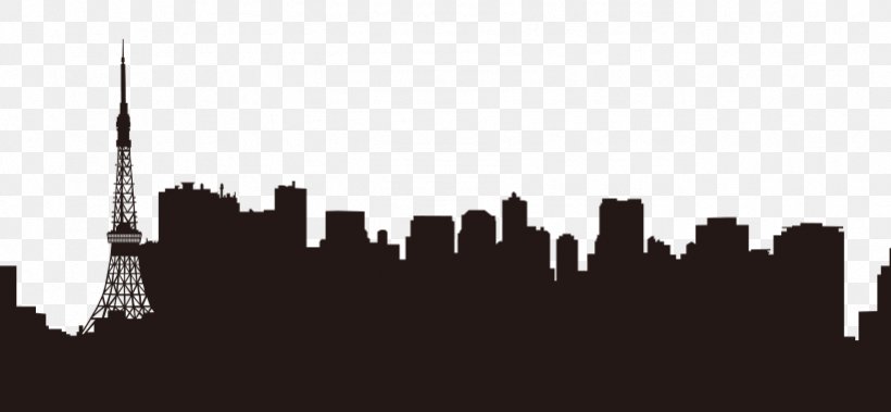 Tokyo Skyline Sticker Wall Decal, PNG, 821x380px, Tokyo, Black And White, Brand, City, Cityscape Download Free