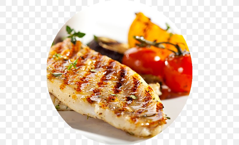 Fried Fish Bistro Mediterranean Cuisine Restaurant, PNG, 500x500px, Fried Fish, Animal Source Foods, Bistro, Chicken Breast, Cuisine Download Free