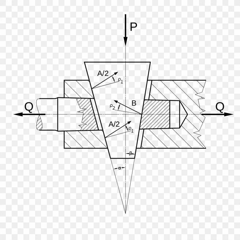 Wedge Simple Machine Angle Force, PNG, 1300x1300px, Wedge, Area, Artwork, Black And White, Diagram Download Free