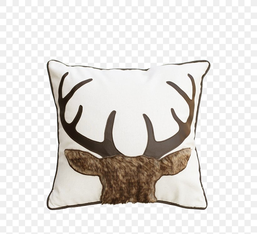 Red Deer Antler Throw Pillow, PNG, 748x745px, Deer, Antler, Chair, Couch, Cushion Download Free