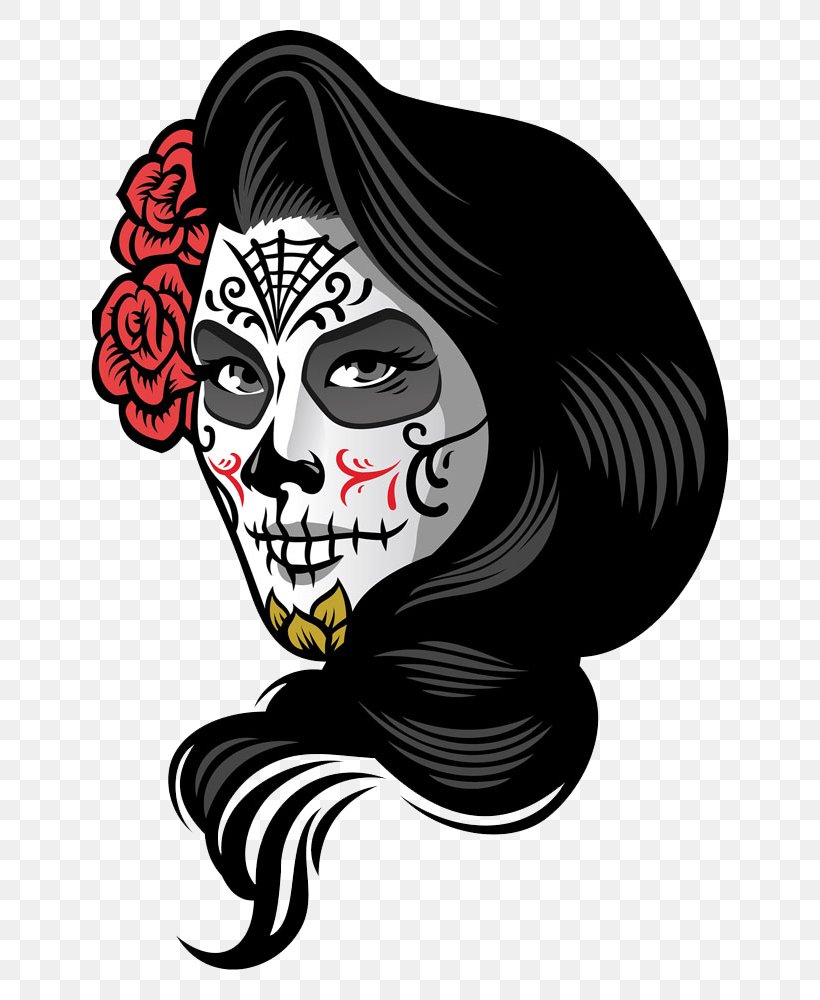 Calavera Day Of The Dead Death Illustration, PNG, 678x1000px, Watercolor, Cartoon, Flower, Frame, Heart Download Free
