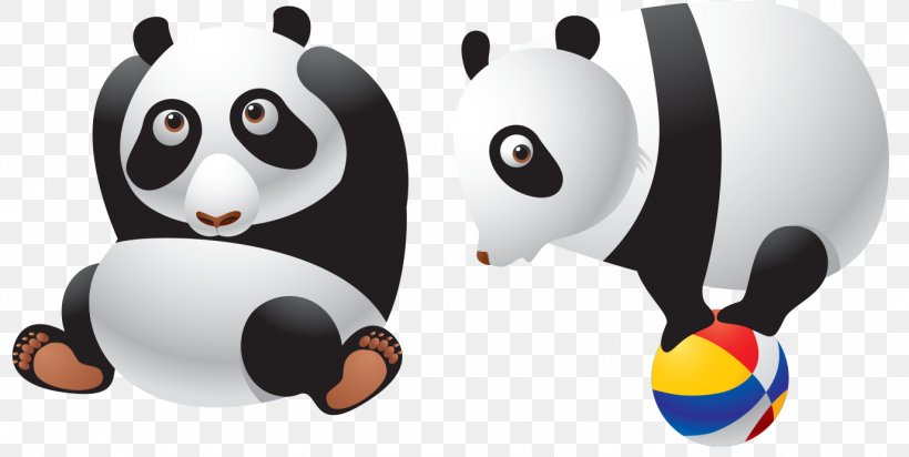 Giant Panda Red Panda Cartoon Cuteness Clip Art, PNG, 1376x693px, Giant Panda, Ball, Cartoon, Cuteness, Drawing Download Free