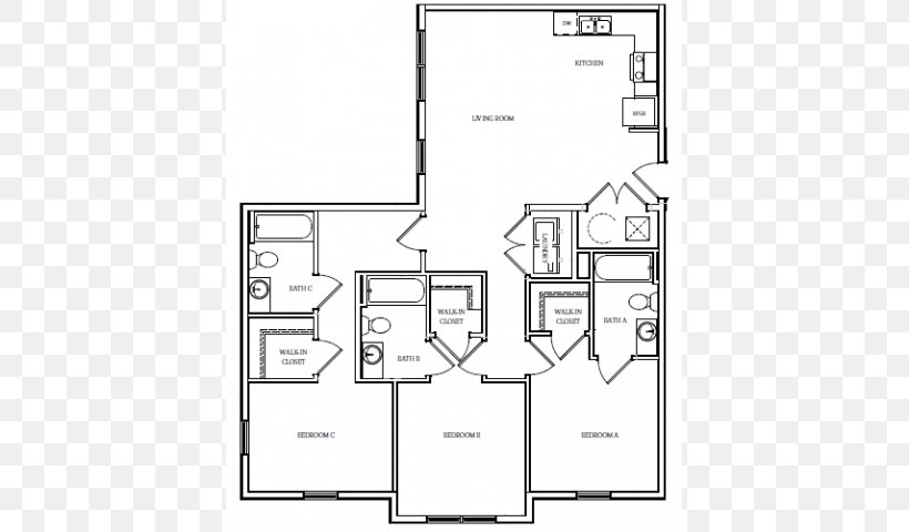 The Standard At Boone Apartment Floor Plan Bath Bed, PNG, 640x480px, Apartment, Area, Bath, Bed, Black And White Download Free