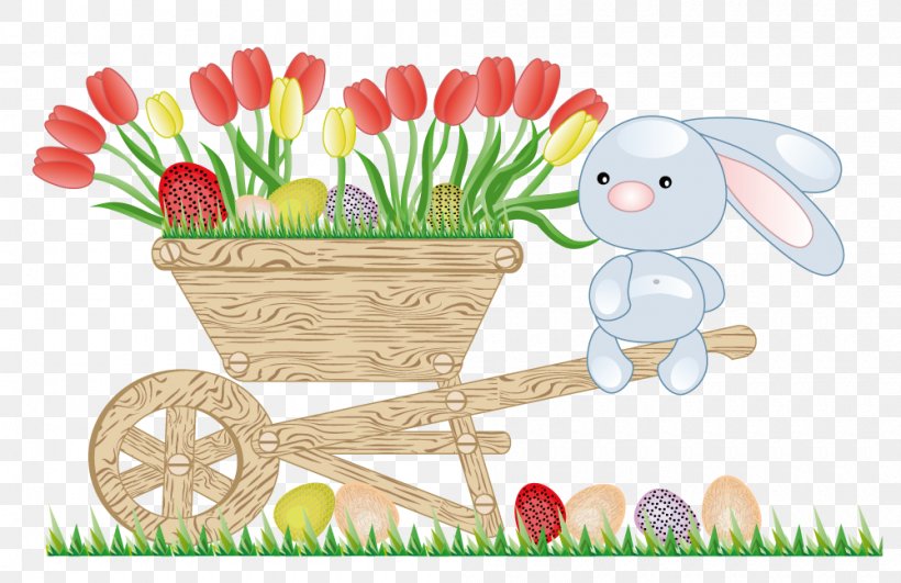 Easter Bunny Rabbit, PNG, 1000x648px, Easter Bunny, Cartoon, Easter, Easter Egg, Floral Design Download Free