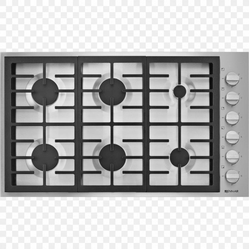 Jenn-Air Kitchen Stove Gas Stove Gas Burner Whirlpool Corporation, PNG, 1000x1000px, Cooking Ranges, Black And White, Brenner, British Thermal Unit, Cooktop Download Free