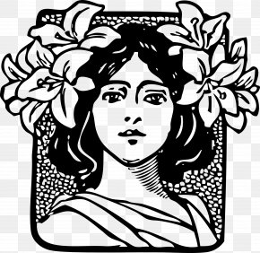 Line Woman - Hrvatski Ex Libris Black And White Clip Art PNG