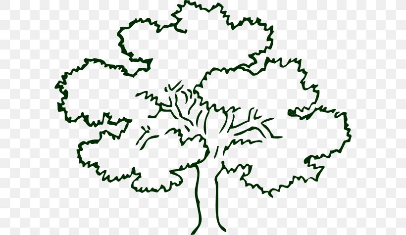 Tree Oak Outline Clip Art, PNG, 600x475px, Tree, Area, Artwork, Black And White, Branch Download Free