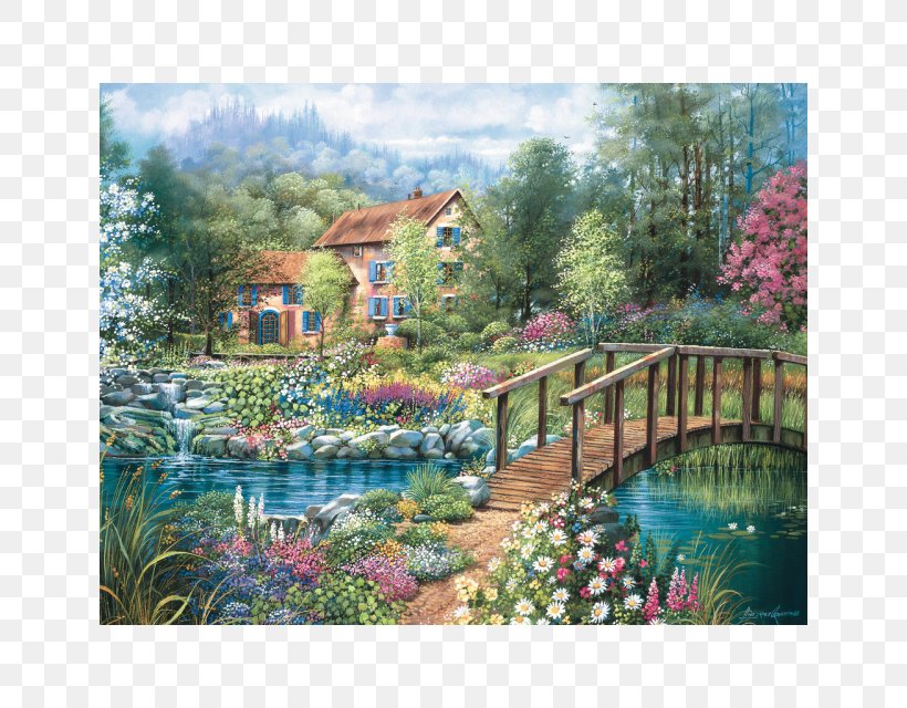 Jigsaw Puzzles Ravensburger Landscape Buffalo Games, PNG, 640x640px, Jigsaw Puzzles, Acrylic Paint, Backyard, Bank, Bayou Download Free