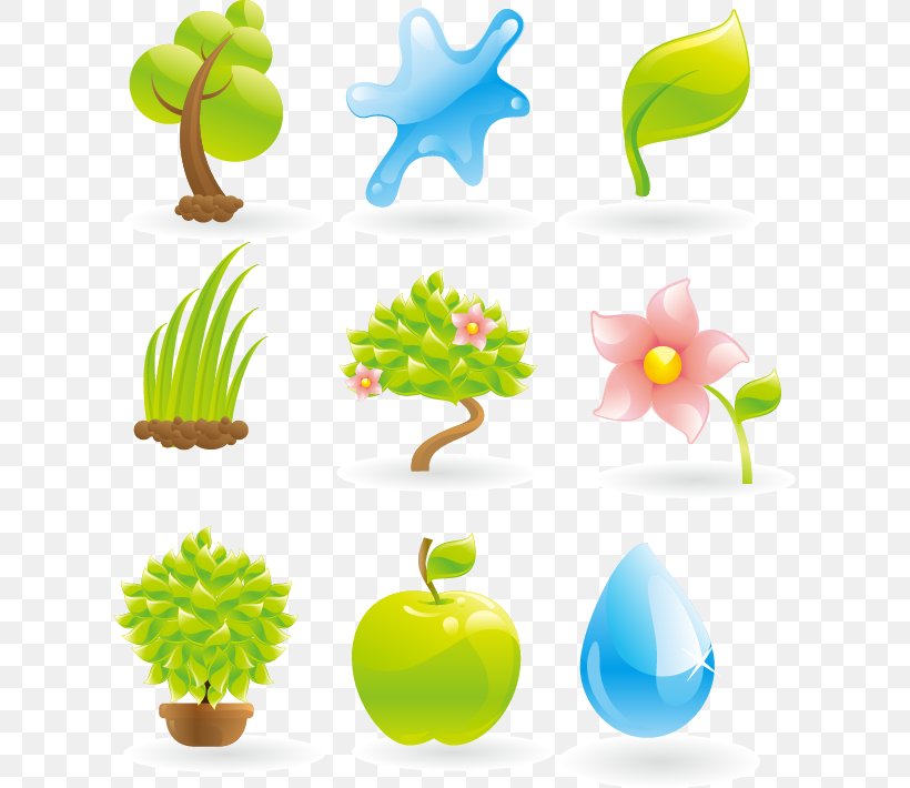 Nature Euclidean Vector Icon, PNG, 614x710px, Nature, Flora, Flower, Fruit, Green Download Free