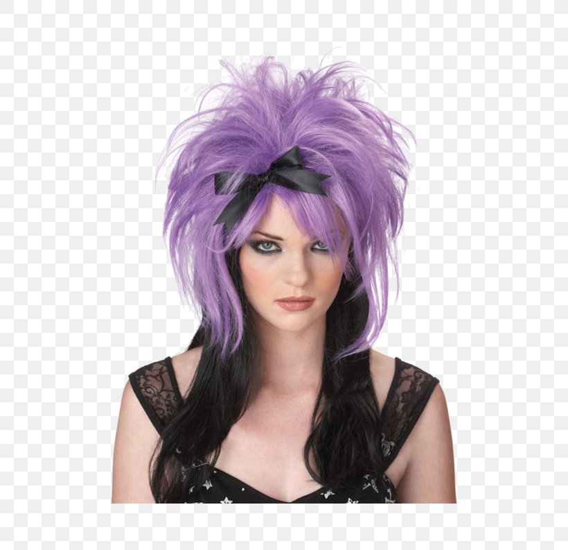 Lace Wig Unisex Rocker Wig Purple 1980s, PNG, 500x793px, Wig, Black Hair, Blond, Brown Hair, Color Download Free