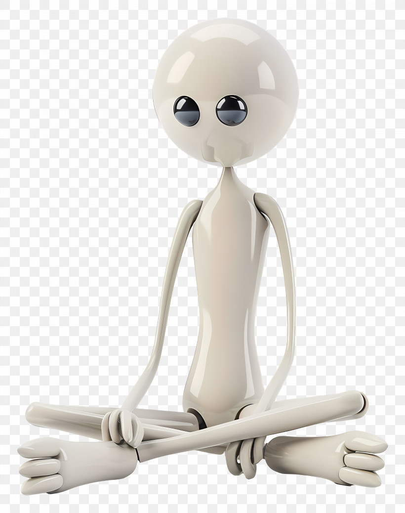 Stick Figure Bored - Minimalist 3D Figure Sitting PNG