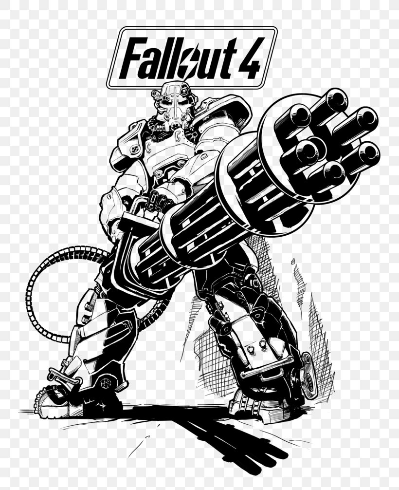 Fallout 4 Fallout: New Vegas Fallout 3 Drawing Coloring Book, PNG, 794x1006px, Fallout 4, Art, Bethesda Softworks, Black And White, Character Download Free
