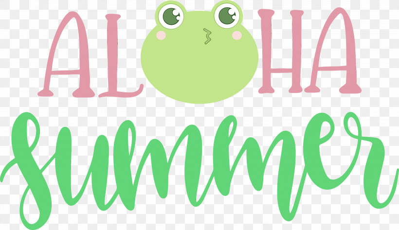 Frogs Logo Amphibians Meter Green, PNG, 3000x1733px, Aloha Summer, Amphibians, Emoji, Frogs, Green Download Free