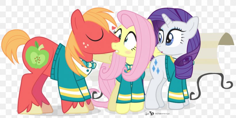 Pony Fluttershy Rarity Horse Kiss, PNG, 940x470px, Watercolor, Cartoon, Flower, Frame, Heart Download Free