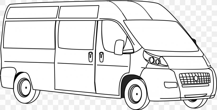 Van Clip Art: Transportation Openclipart Vector Graphics, PNG, 2400x1227px, Van, Area, Automotive Design, Automotive Exterior, Black And White Download Free