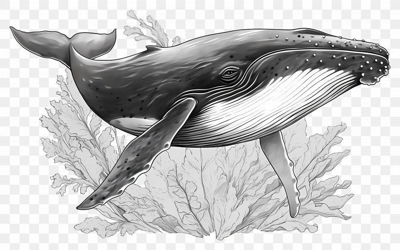 Blue Whale - Majestic Whale With Coral PNG