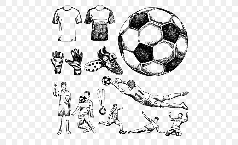 Football Drawing Stock Photography Illustration, PNG, 500x500px, Football, Area, Arm, Ball, Black And White Download Free