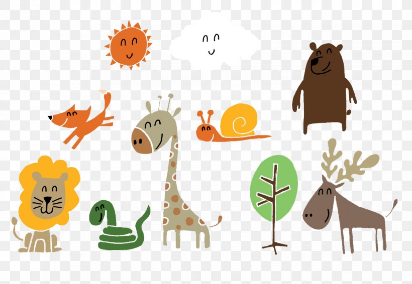 Vector Cartoon Animals, PNG, 1235x853px, Cartoon, Animal, Clip Art, Fauna, Giraffe Download Free