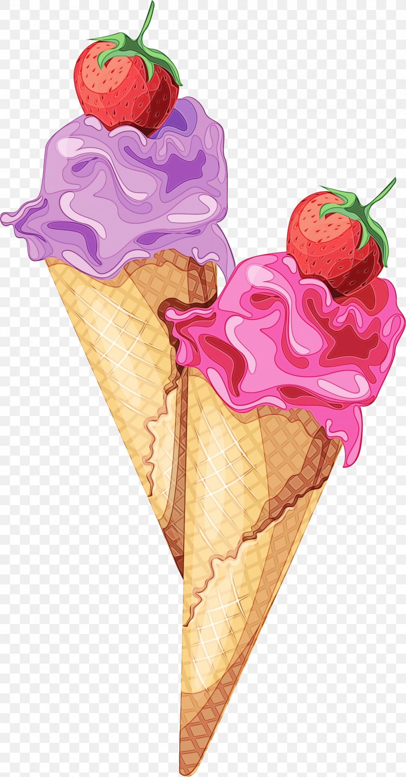 Ice Cream Cone Background, PNG, 1839x3521px, Watercolor, Chocolate Ice Cream, Cone, Cream, Cuisine Download Free
